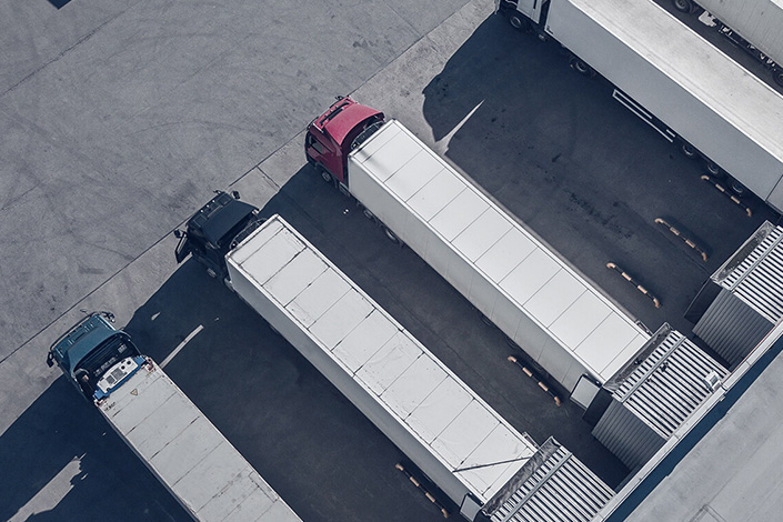 Truck parked for wheel international transport